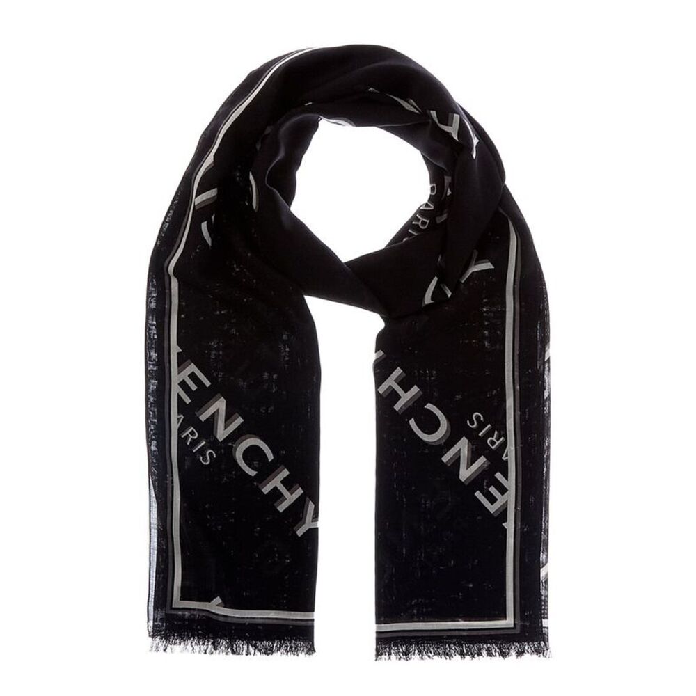 Givenchy Shadow Wool & Silk-Blend Scarf, Beige